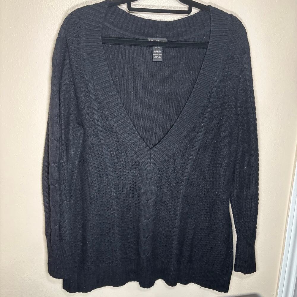 Lane Bryant deep v neck sweater black 18/20